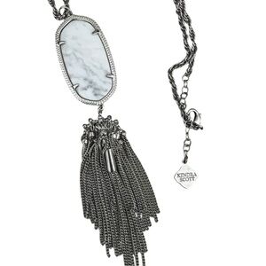 Kendra Scott Rare Howlite White Rayne Pendant Tassel Silver Necklace